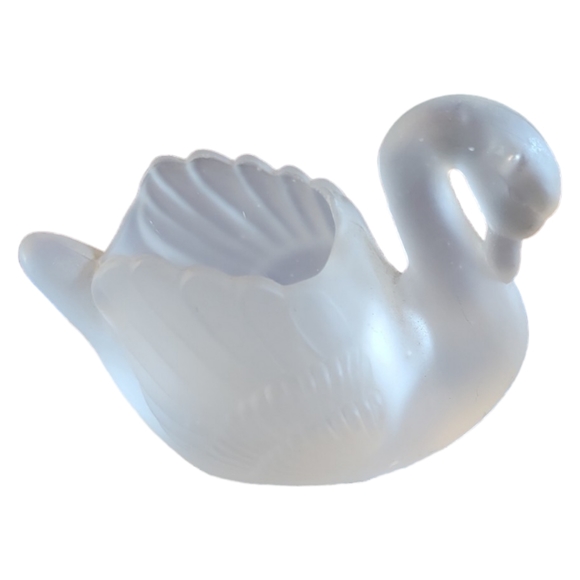 1 Vtg Albert E. Price Frosted Glass Swan Votive Tea Light Candle Holder Trinket - Picture 7 of 8